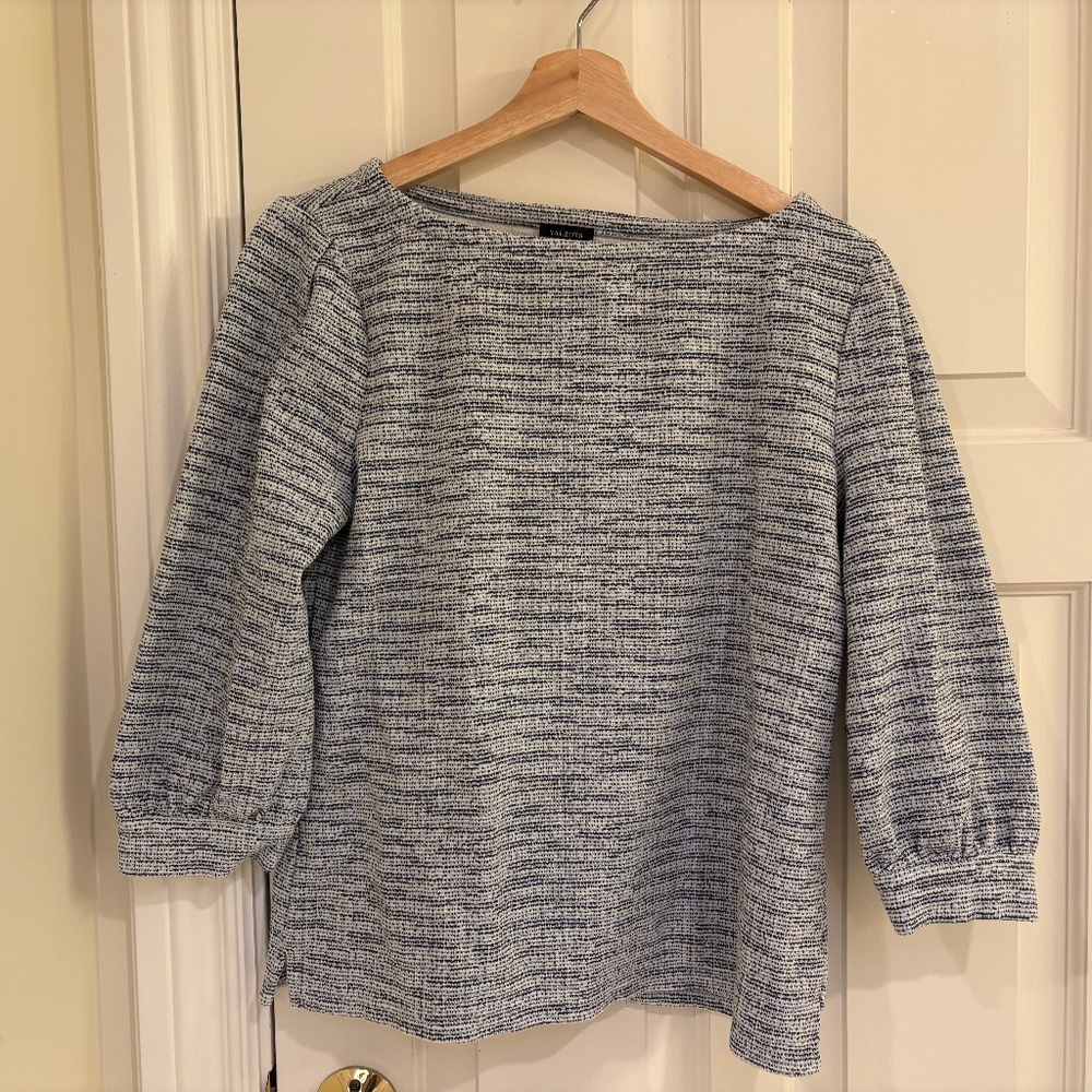 Talbots Shirt Women Size M Black Puff Sleeve